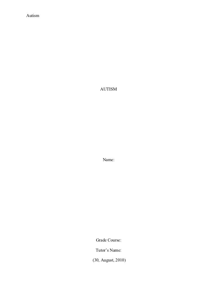 autism report / term paper autism report / term paper