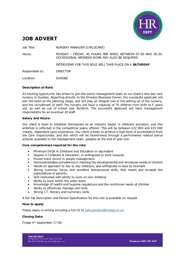 Childcare Nursery Manager New Nursery childcare-nursery-manager-new-nursery