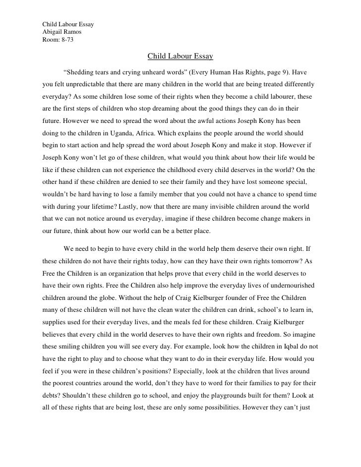 470 words essay on child labor for students