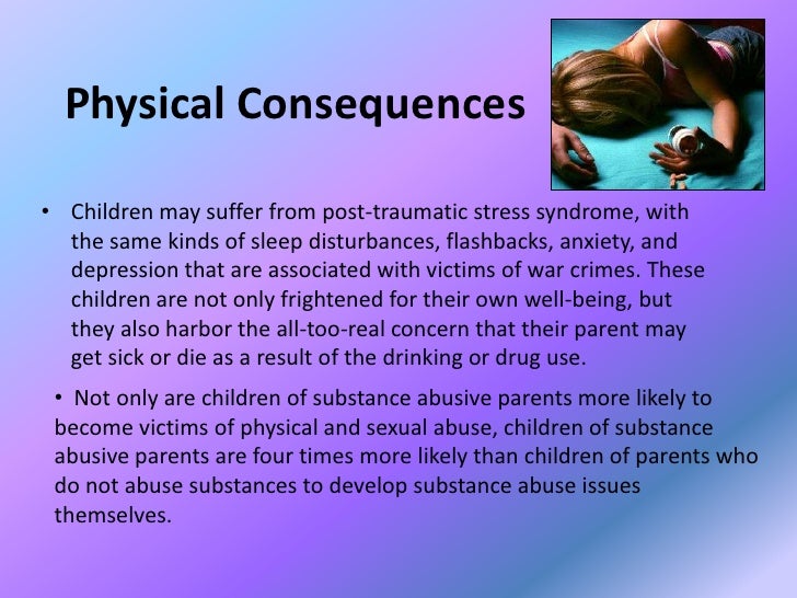 the impact of parental substance abuse 1 august 2007 practice paper parental substance misuse and child protection: overview, indicators, impacts, risk and protective factors contents. the impact of parental substance abuse 1 august 2007 practice paper parental substance misuse and child protection: overview, indicators, impacts, risk and protective factors contents.