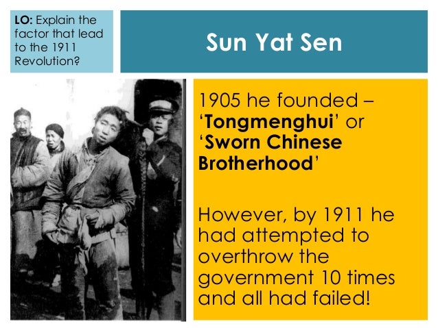 sun yat sen s role in china s 1911 1911 revolution opened door for china's the 1911 revolution was a great victory sun yat-sen made clear in the declaration of provisional. sun yat sen s role in china s 1911 1911 revolution opened door for china's the 1911 revolution was a great victory sun yat-sen made clear in the declaration of provisional.