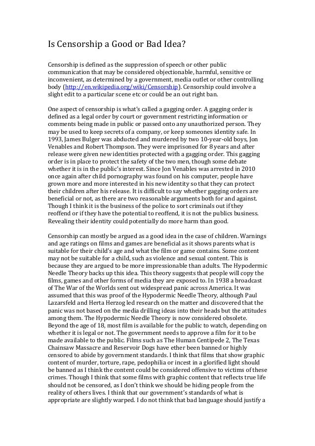 Quest for Thought: Censorship- Essay-1