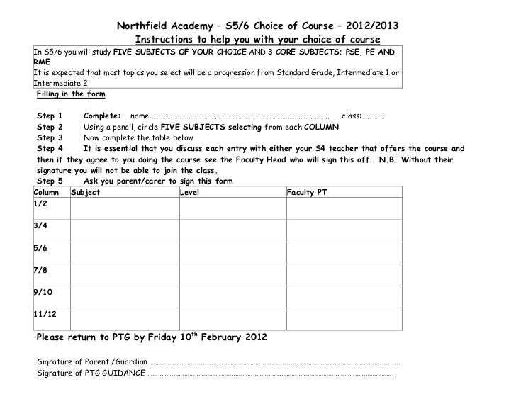 standard choice form