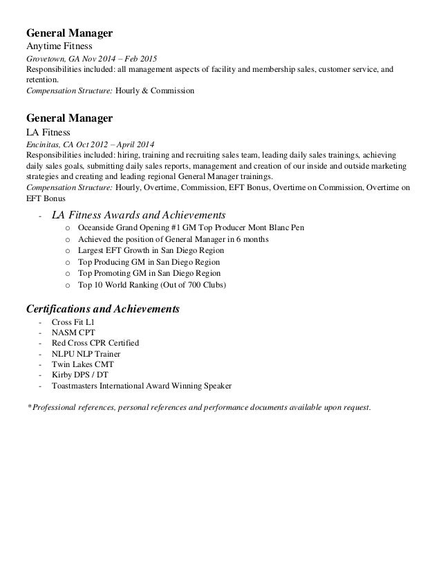 gym manager jobs resumes