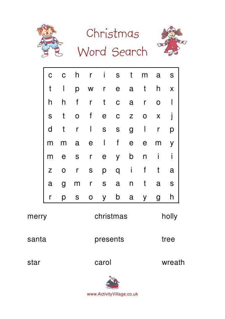 Easy Christmas Word Search Free Printable