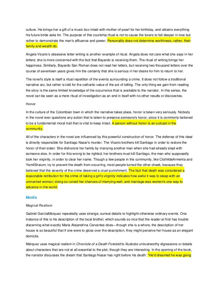 Chronicle of a death foretold essay