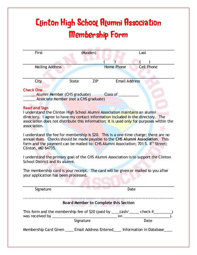 CHS Alumni Association Membership Form