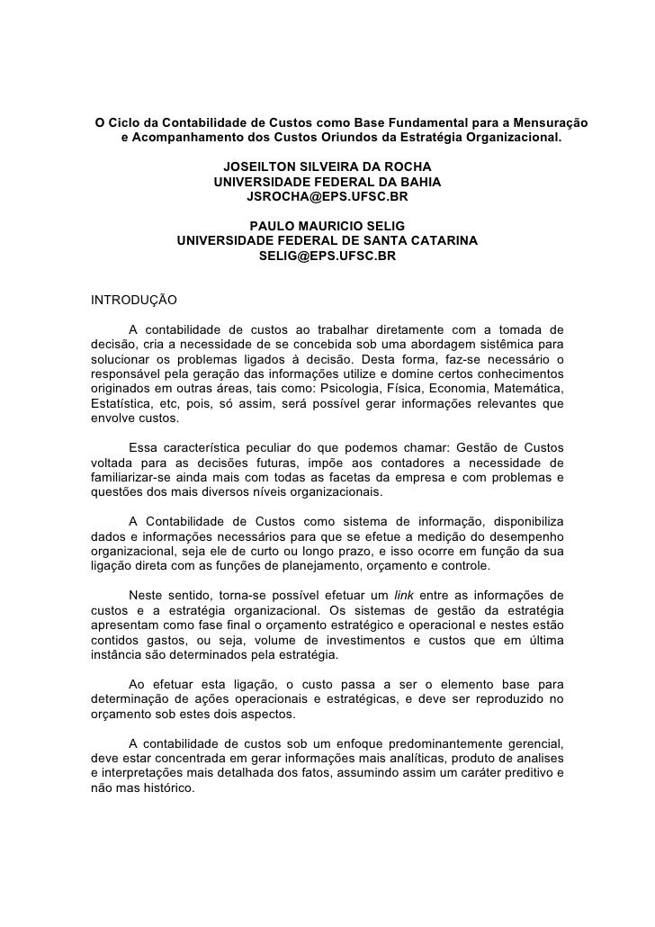 Contabilidade de custos artigos