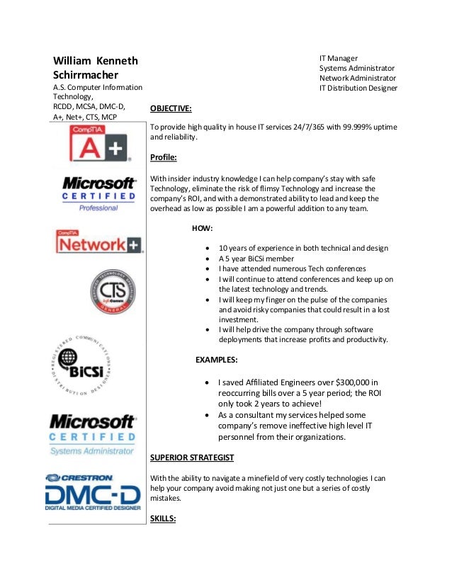 cio sample resumes