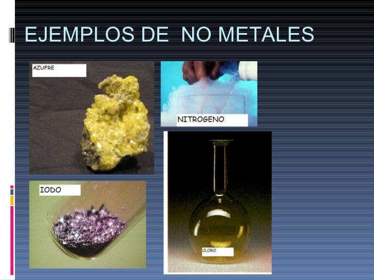 Resultado de imagen para elementos no metales ejemplos