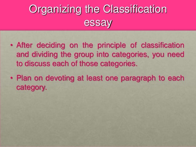 Parts of classification essay