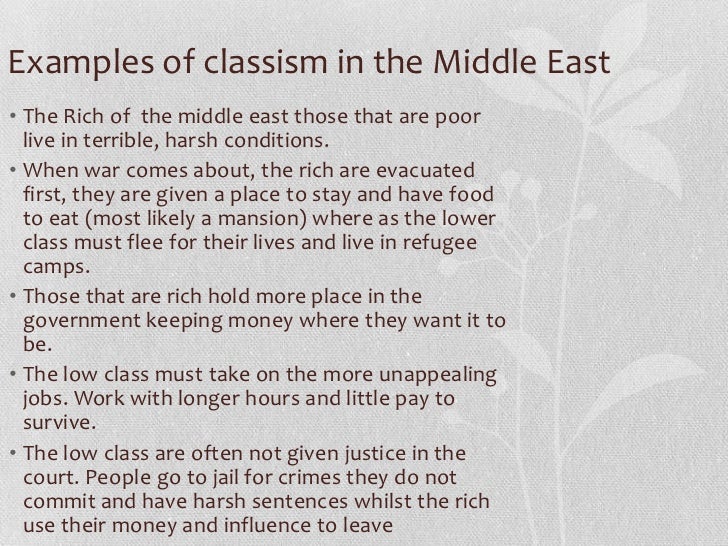 Classism in asia and the middle east