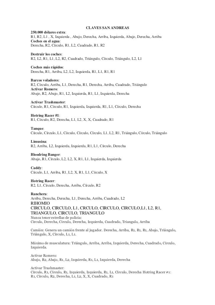 Claves san andreas