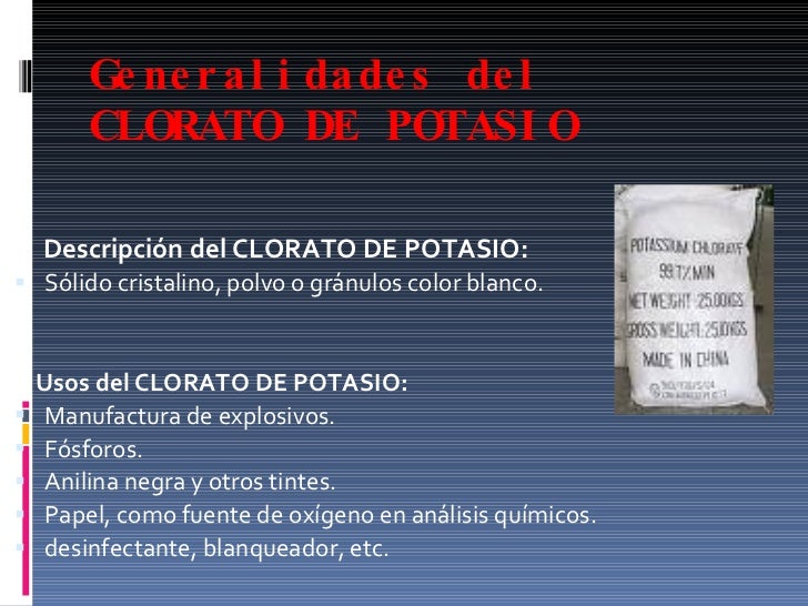Clorato Potasio Clorato Potasio