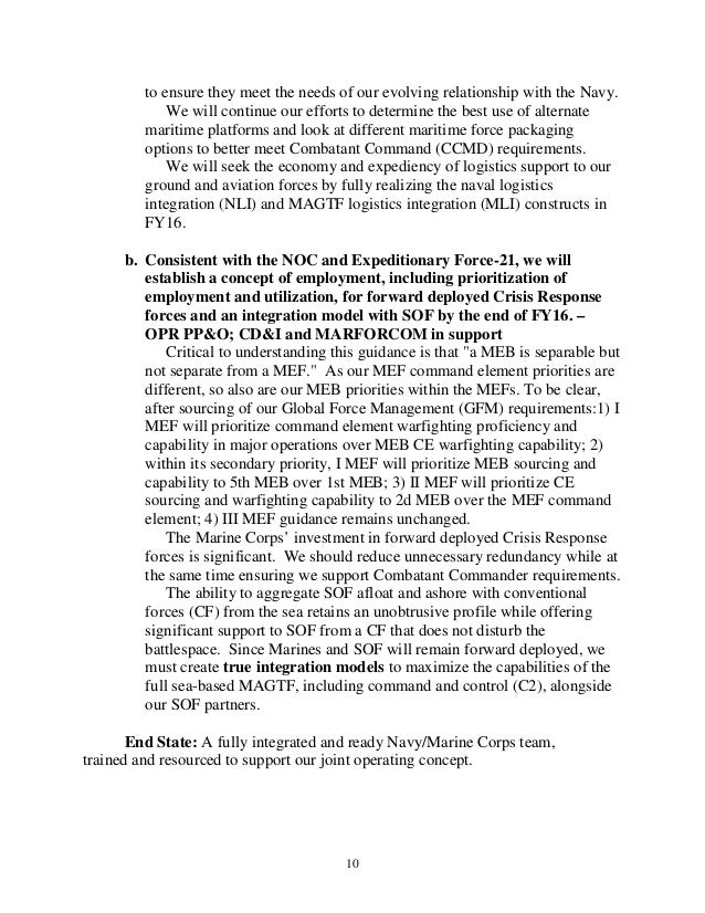 Updated Commandant USMC Planning Guidance