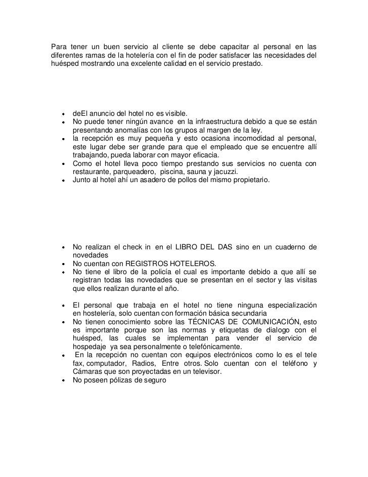 EL SERVICIO DE LOS HOTELES el servicio de los hoteles: