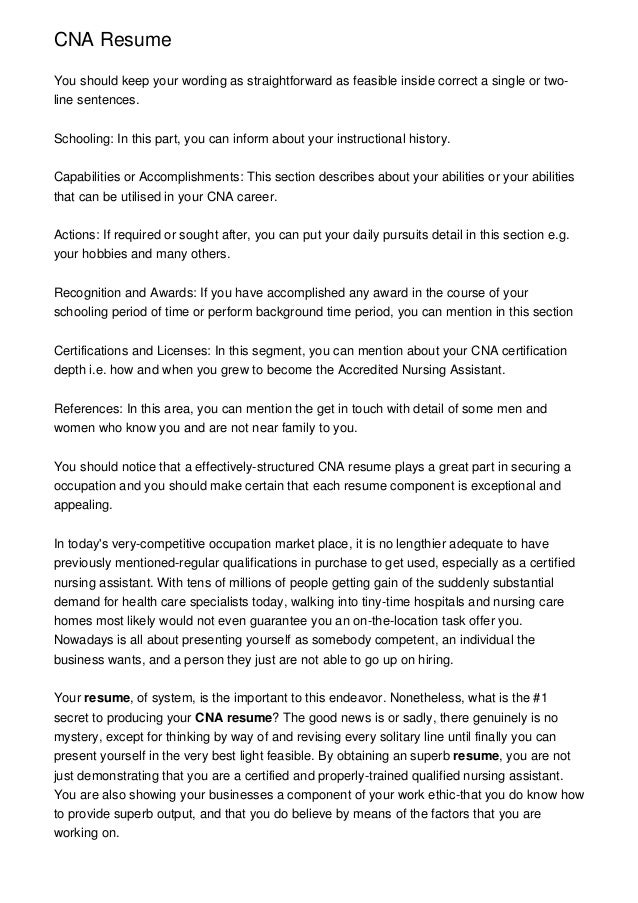 cna job description resume
