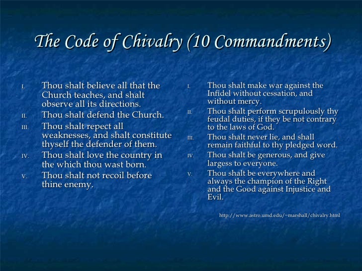 essay on the code of chivalry Read this essay on is chivalry dead the code of chivalry is a code of conduct that reflected bravery and service to others. essay on the code of chivalry Read this essay on is chivalry dead the code of chivalry is a code of conduct that reflected bravery and service to others.