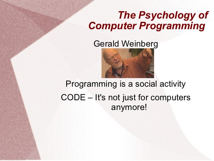 of Psychology Programming The Computer