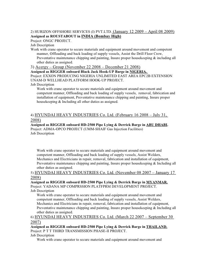 crane operator resume