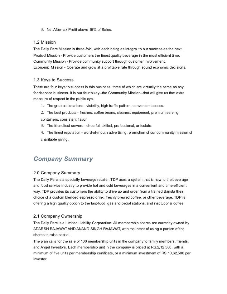 Drive thru business plan