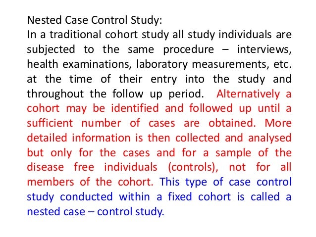 Nested case control study design definition