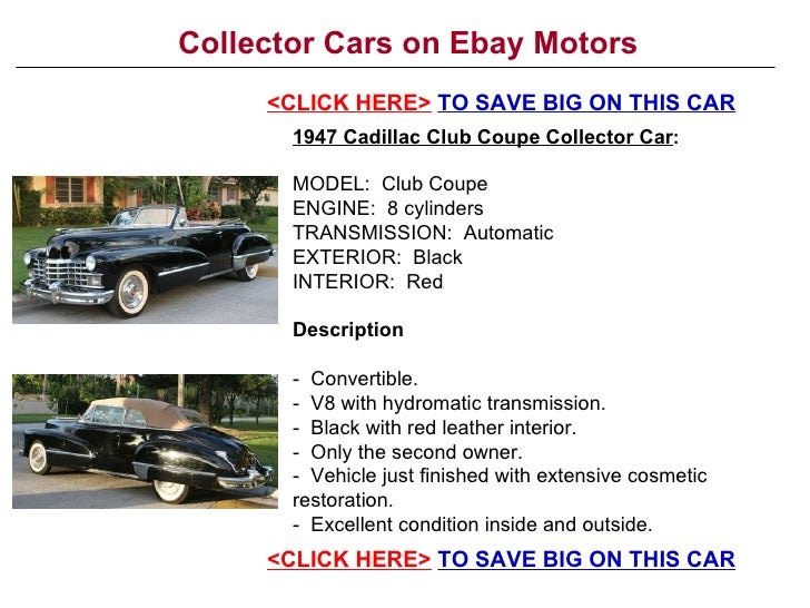 Collector Cars on eBay Motors
