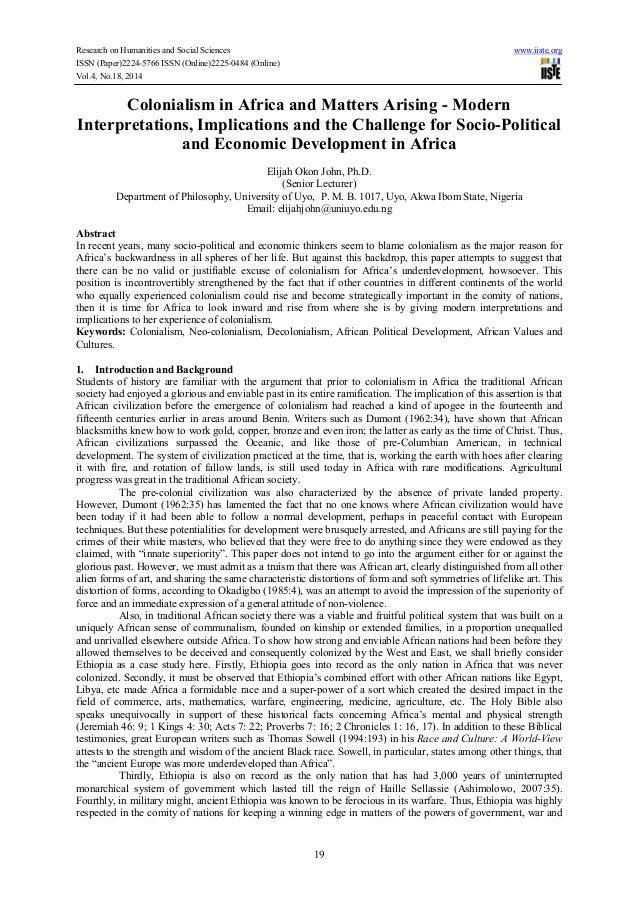 a theme in african colonialism essay A collection of cohn's essays present the history, anthropology, and colonial a thematic study of the evolution of the western african novel from 1950 to 1975. a theme in african colonialism essay A collection of cohn's essays present the history, anthropology, and colonial a thematic study of the evolution of the western african novel from 1950 to 1975.