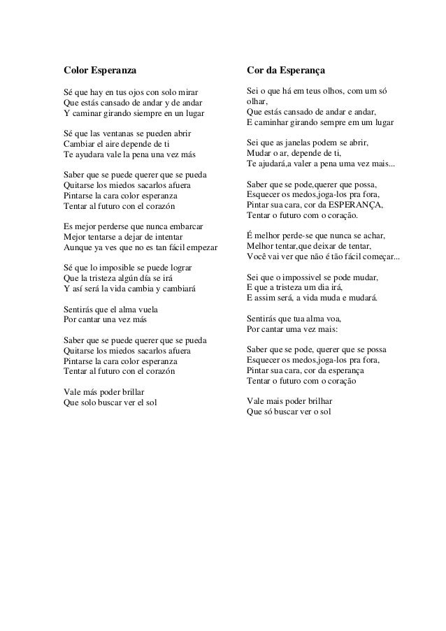 Diego Torres Color Esperanza Lyrics