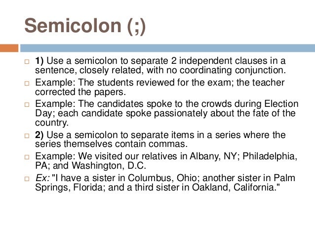 semicolon use example
