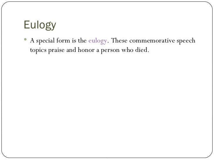 Write a eulogy speech
