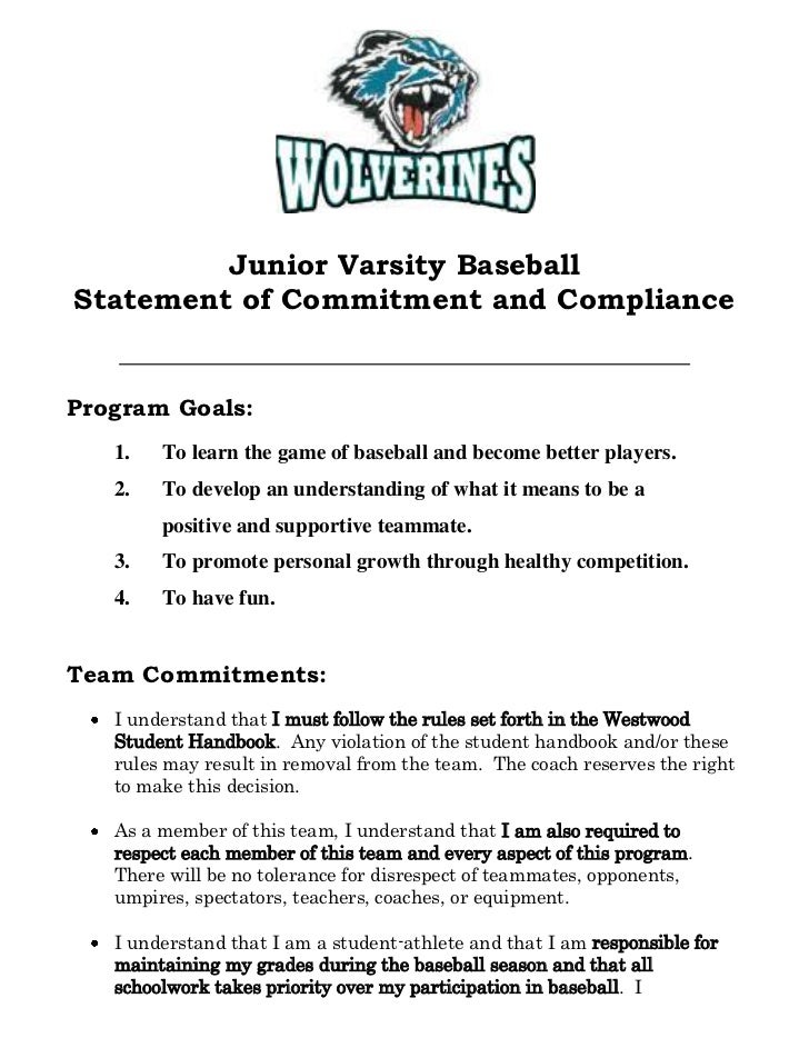 statement of commitment and compliance personal commitment statement