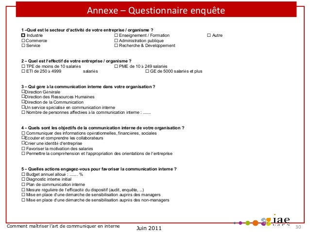 modele questionnaire sur la communication interne