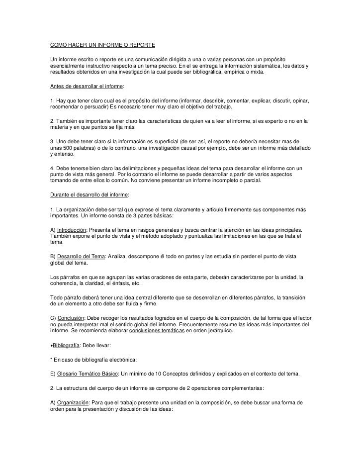 formato de informe escrito