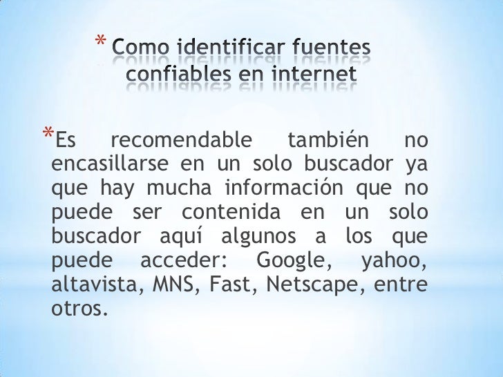 Como identificar fuentes confiables en internet