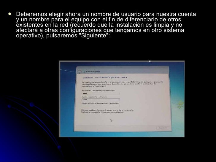 <ul><li>Deberemos elegir ahora un nombre de usuario para nuestra cuenta y un nombre para el equipo con el fin de diferenci...