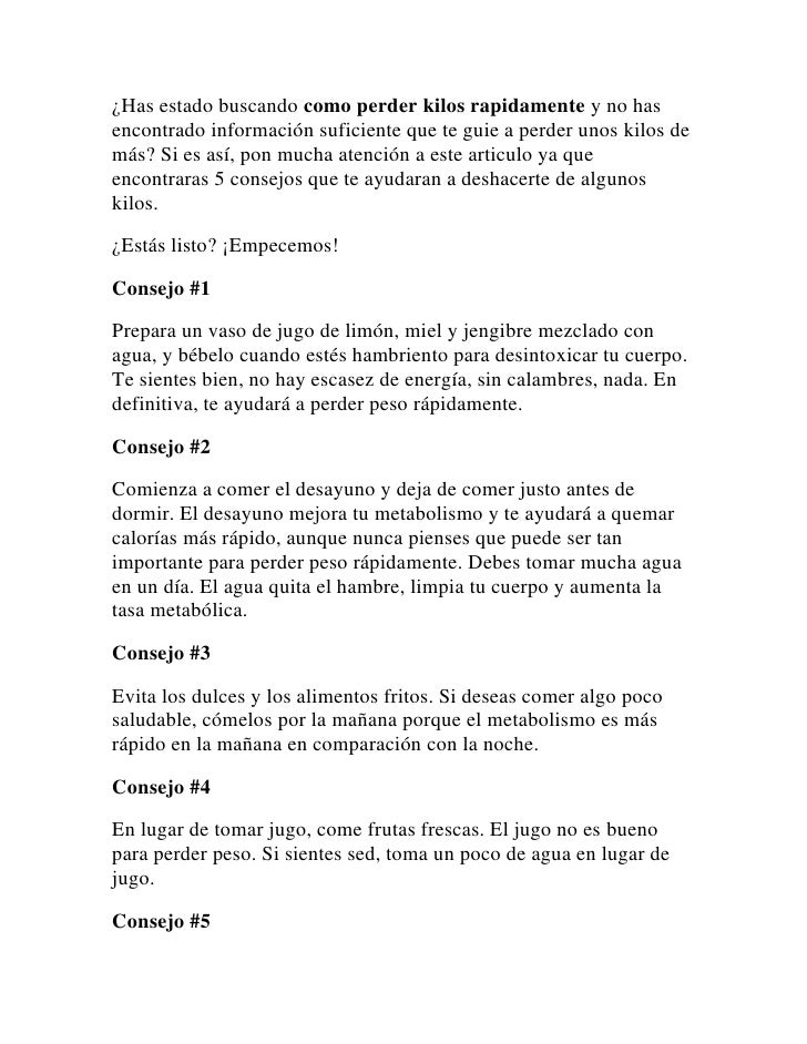 Como Bajar Kilos Rapidamente