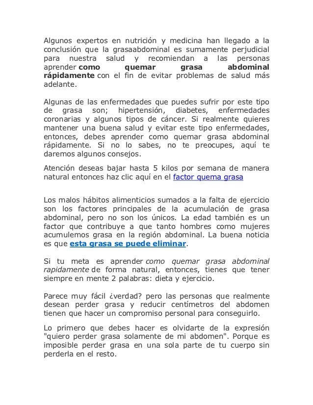 Dieta Rapida Para Perder Grasa Abdominal