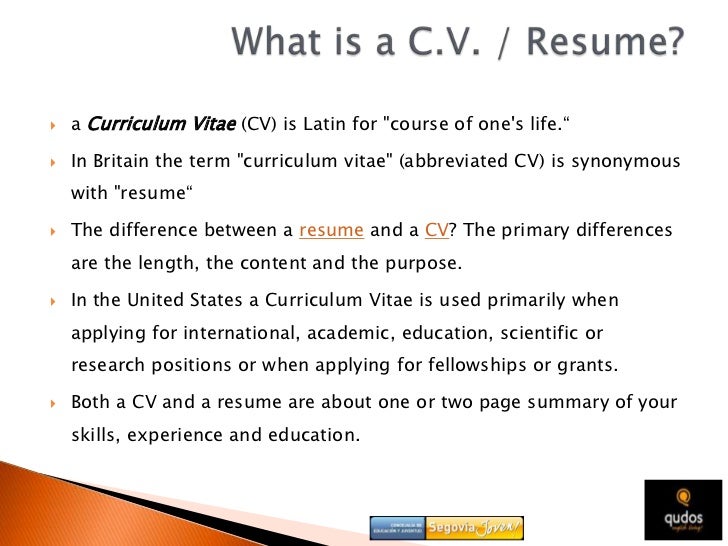 difference between a cv and a resumes