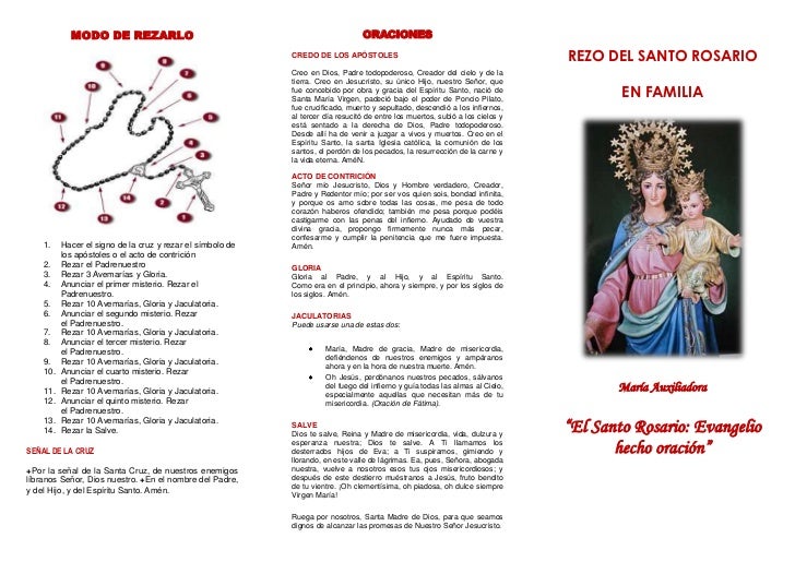 Como+Leer+El+Rosario+Catolico Hacer el signo de la cruz y rezar el símbolo de los apóstoles o el ...