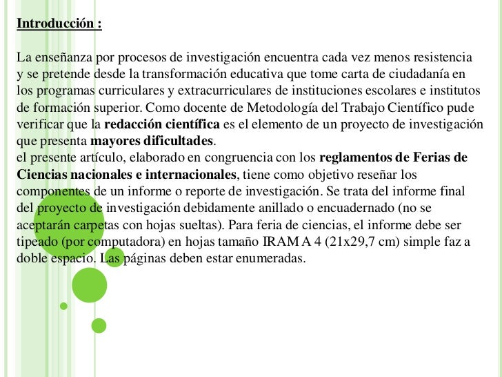 como se redacta un informe