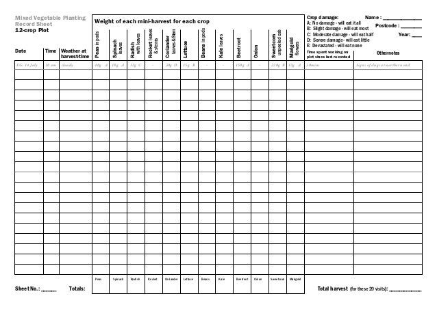 record sheet planting vegetable plot mixed crop slideshare upcoming