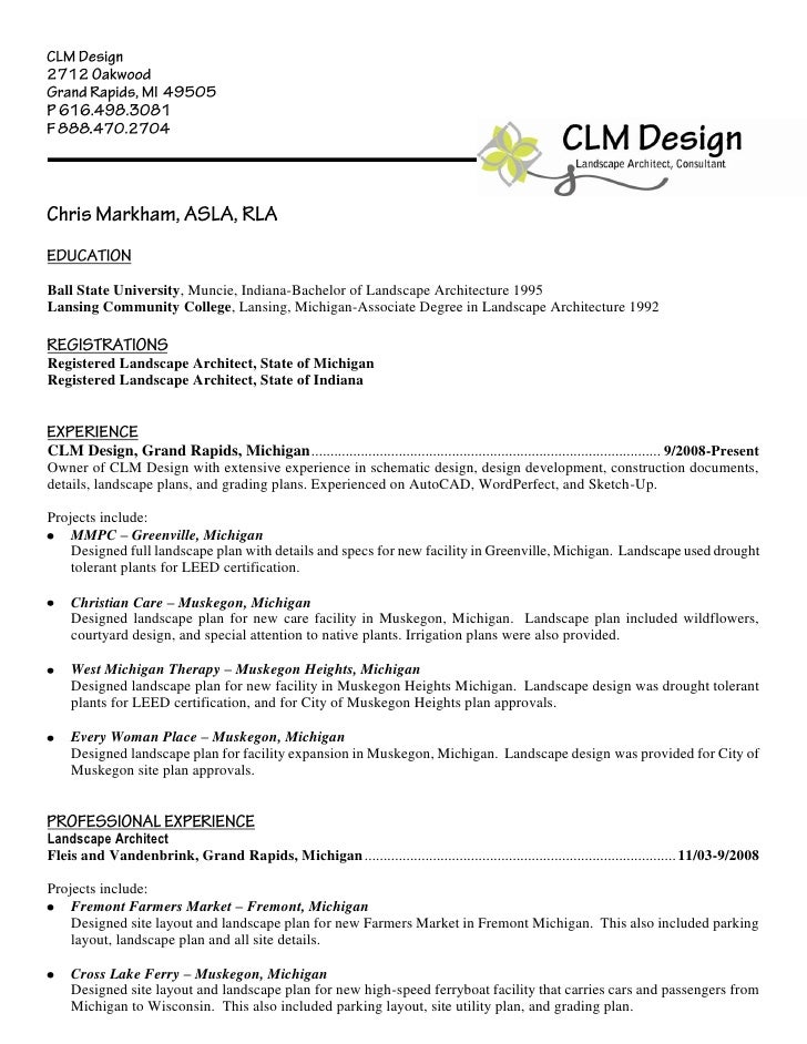 Sample resume for landscaper