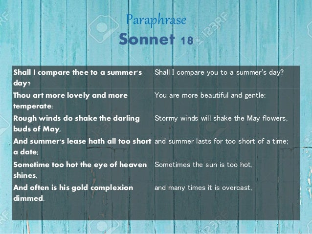 Essay about sonnet 18 by william shakespeare