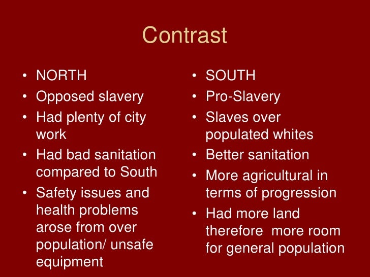 North And South Comparison Chart