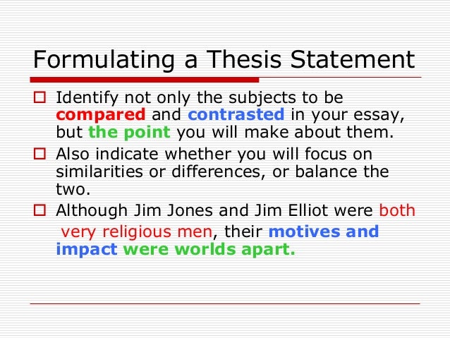 Formulating a thesis