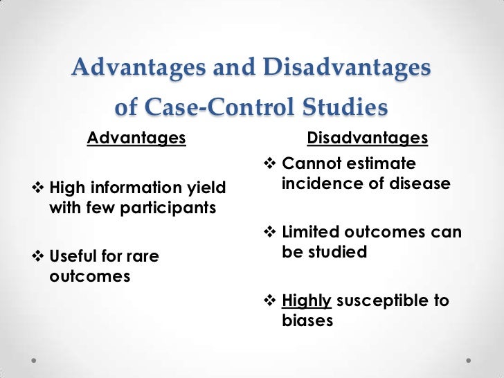 Case control studies biases