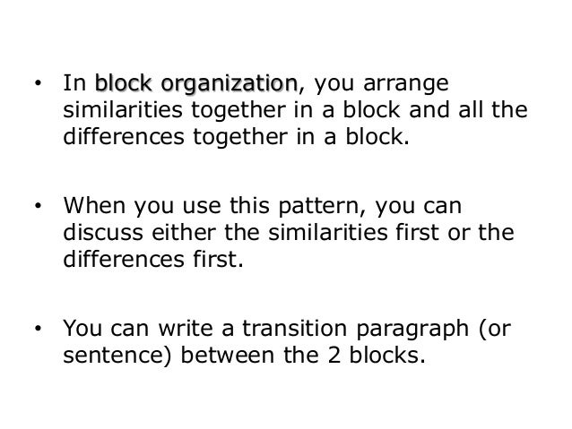 How to write a compare and contrast essay block