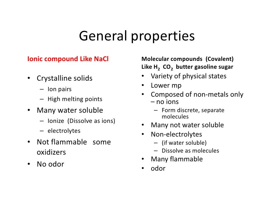 What are the properties of ionic compounds?