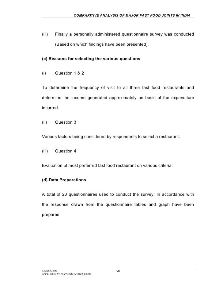 restaurant survey questionnaire